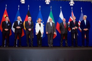 Representatives from Iran and the P5+1 after concluding talks in Lausanne, Switzerland. Courtesy of U.S. State Department.
