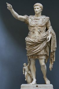 Augustus of Prima Porta. Displayed in the Braccio Nuovo of the Vatican Museums.